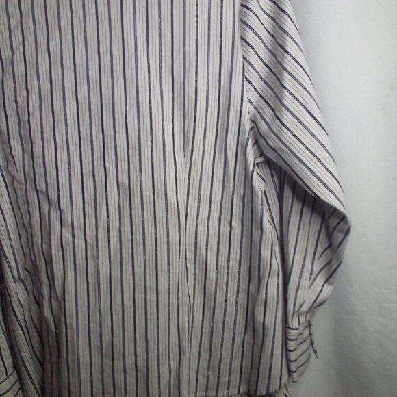 Lane Bryant Blouse 20 Women Button Up Long Sleeve Stripe White Silver Black - Picture 14 of 16